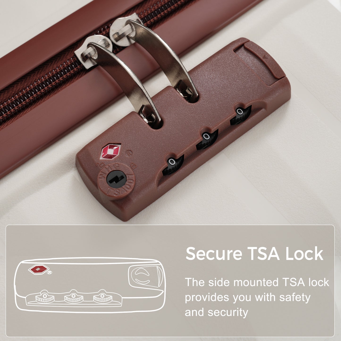 3-Piece Travel Luggage Set with TSA Lock - Ivory