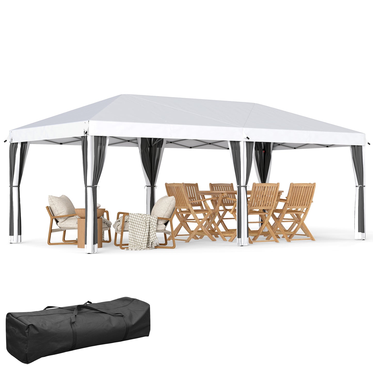 10x20 Pop Up Canopy Tent with Netting - Heavy Duty Sun Shelter