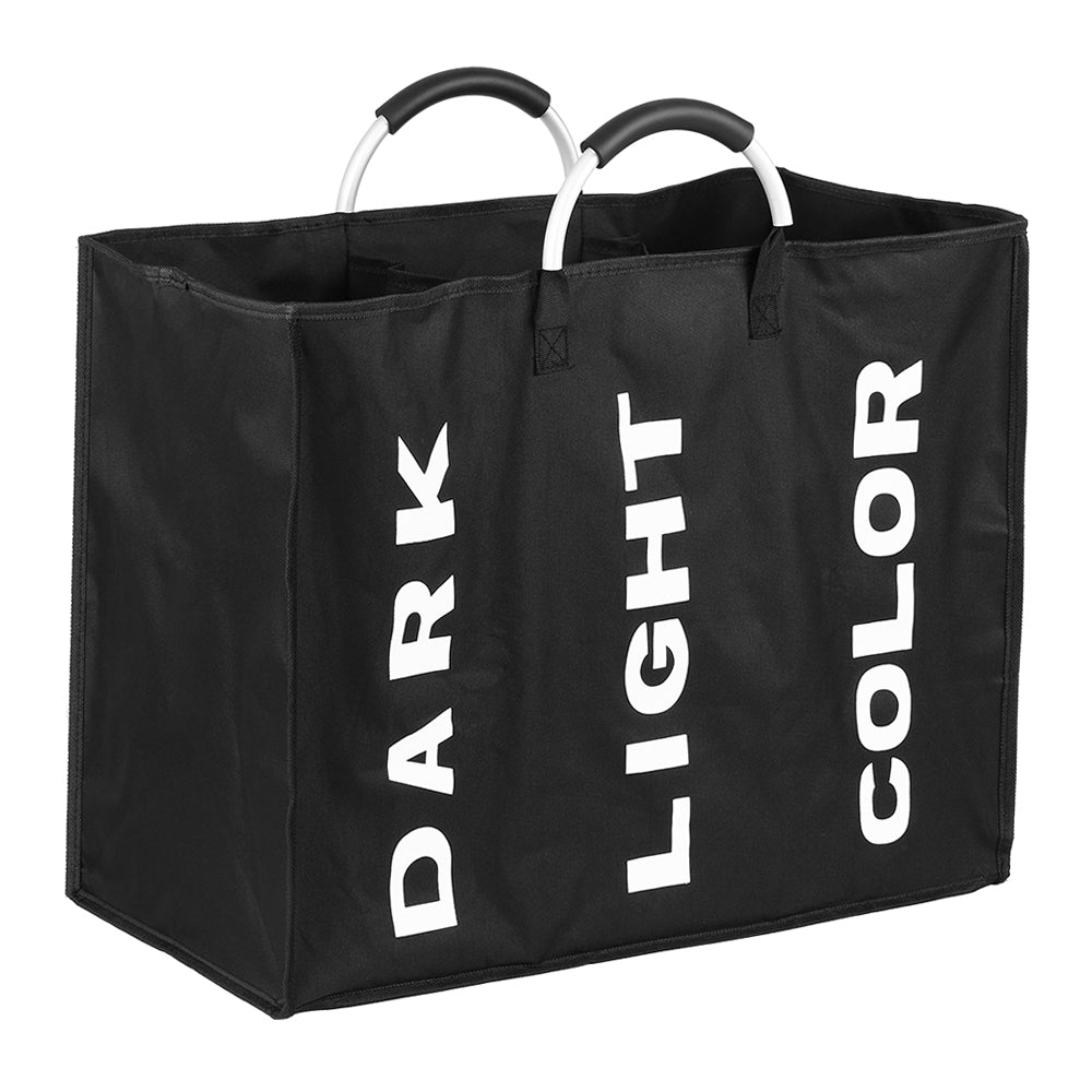Collapsable 3-section Laundry Bag Foldable Hamper Durable Oxford