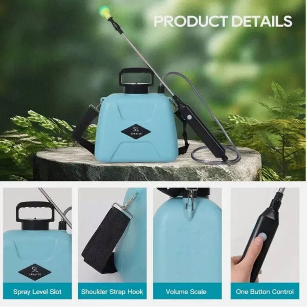 5L Electric Garden Sprayer with Rechargeable Battery and Adjustable Nozzles