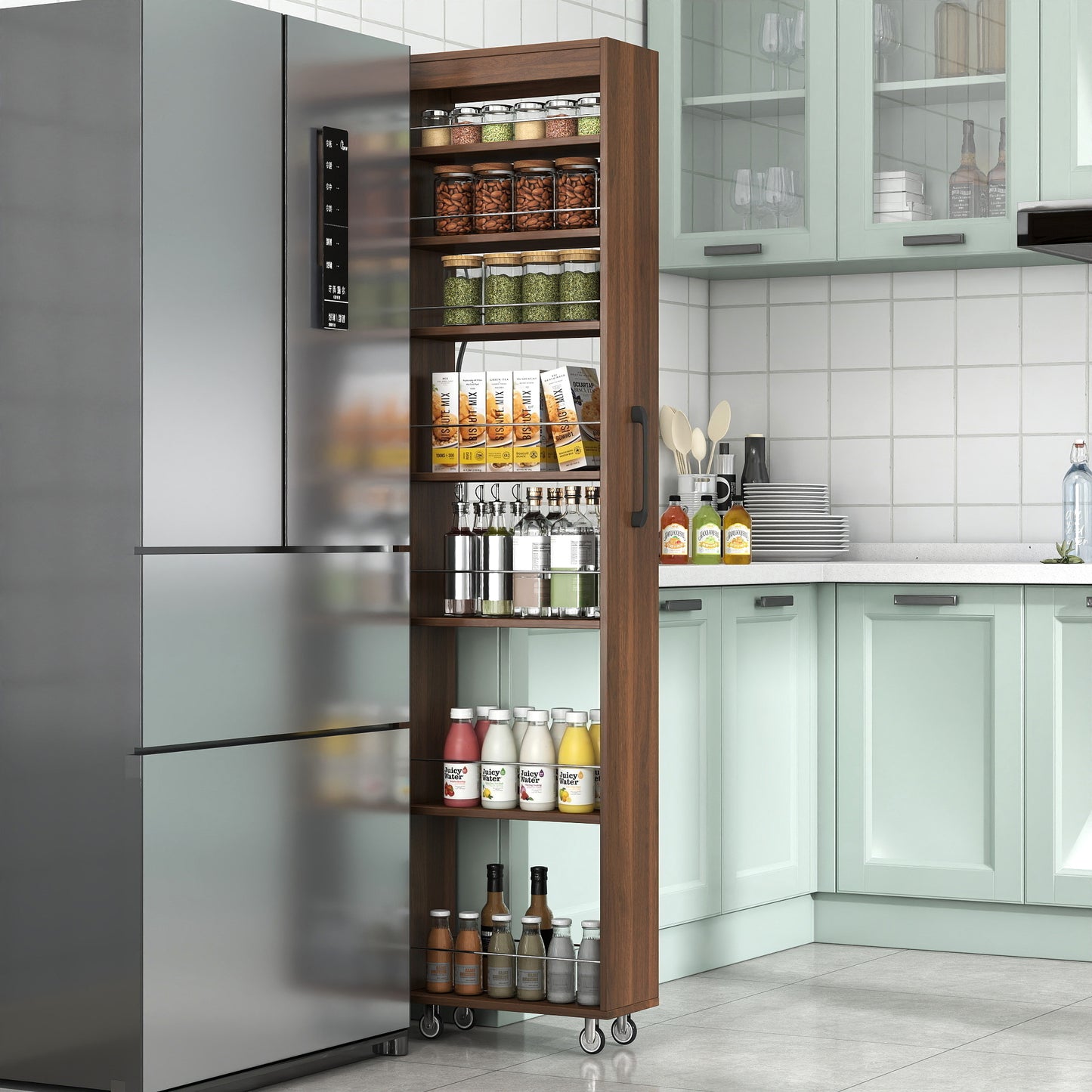 7-Tier Multi-Functional Pull-Out Storage Shelf - Walnut
