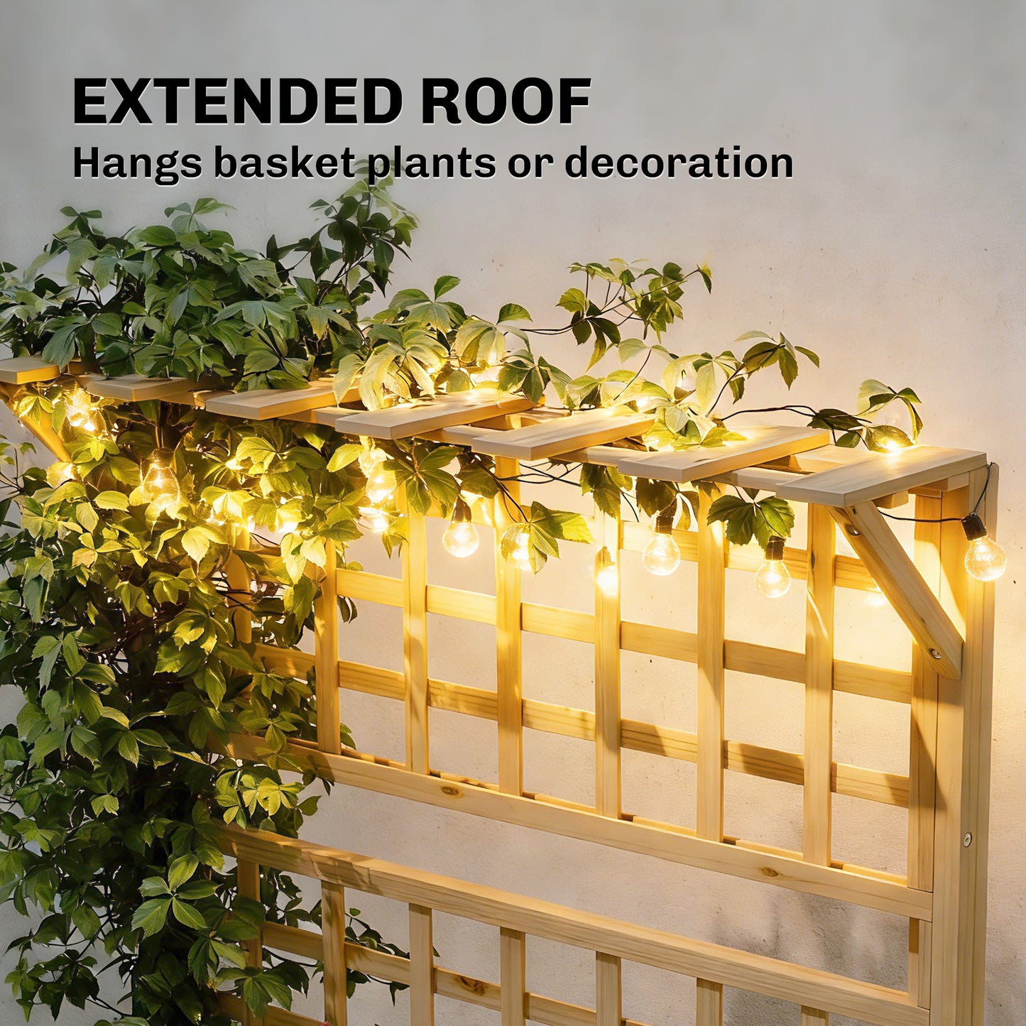 Wooden Raised Garden Bed with Trellis and Roof - Natural Wood, 850x380x260 mm