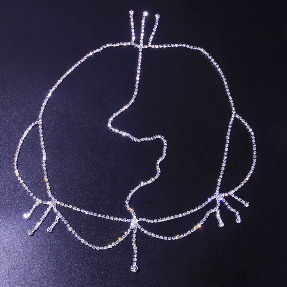 Bridal Rhinestone Hair Accessories with Tassels and Headdress Jewelry