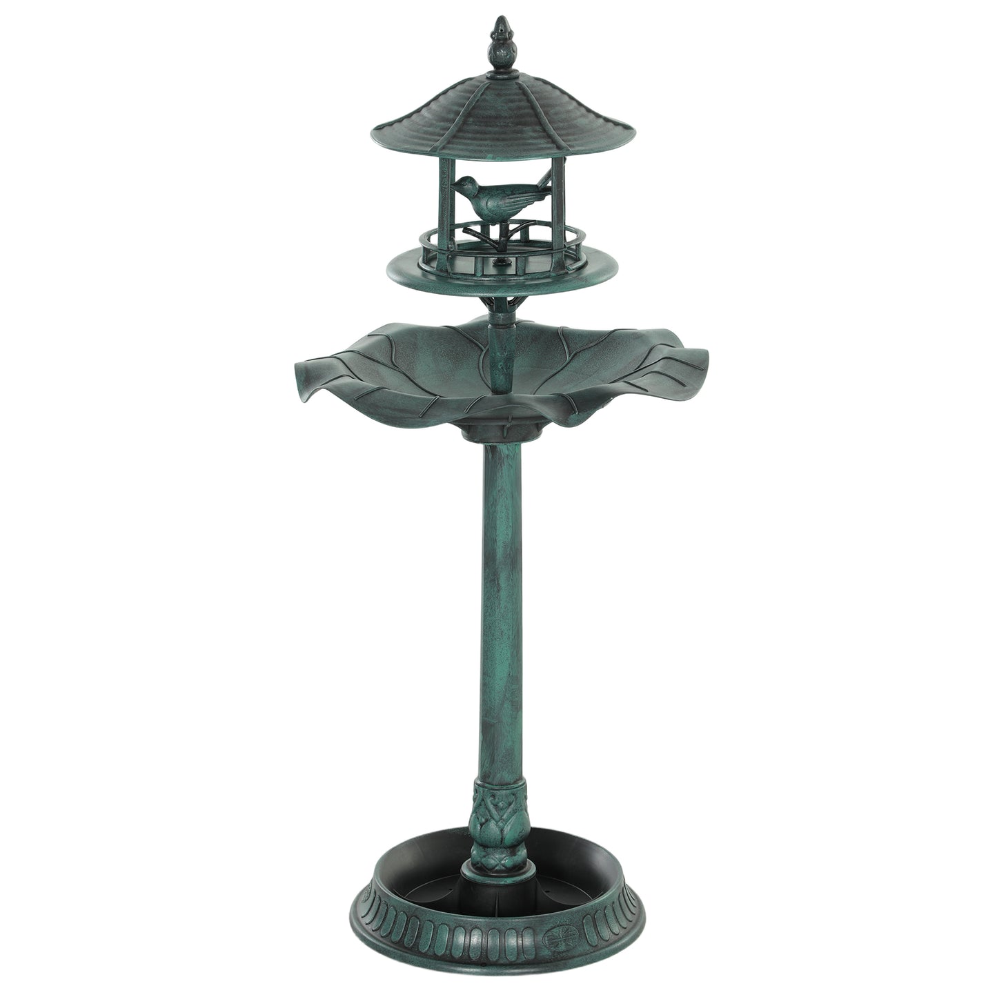 3-in-1 Garden Bird Bath with Feeder and Flower Planter - Green