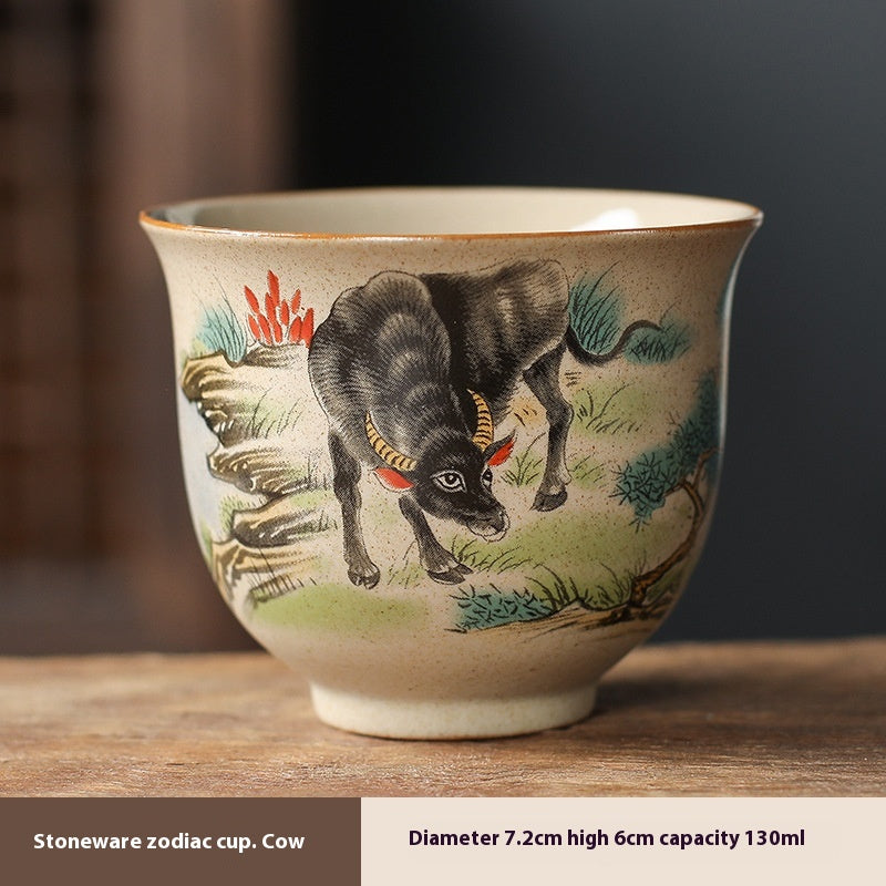 Zodiac Retro Chinese Style Ceramic Kung Fu Master Cup Set - Multiple Variants