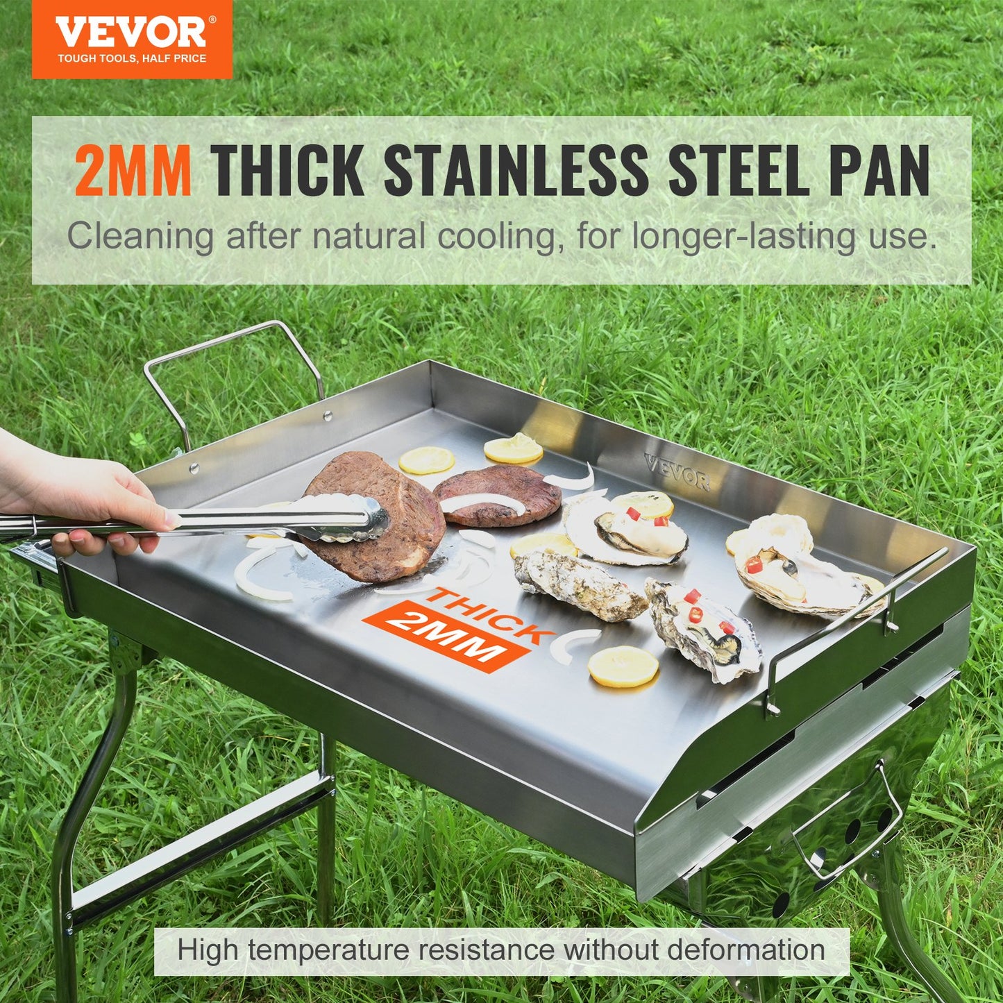 23.5"x16" Pre-Seasoned Stainless Steel Griddle Pan - Silver