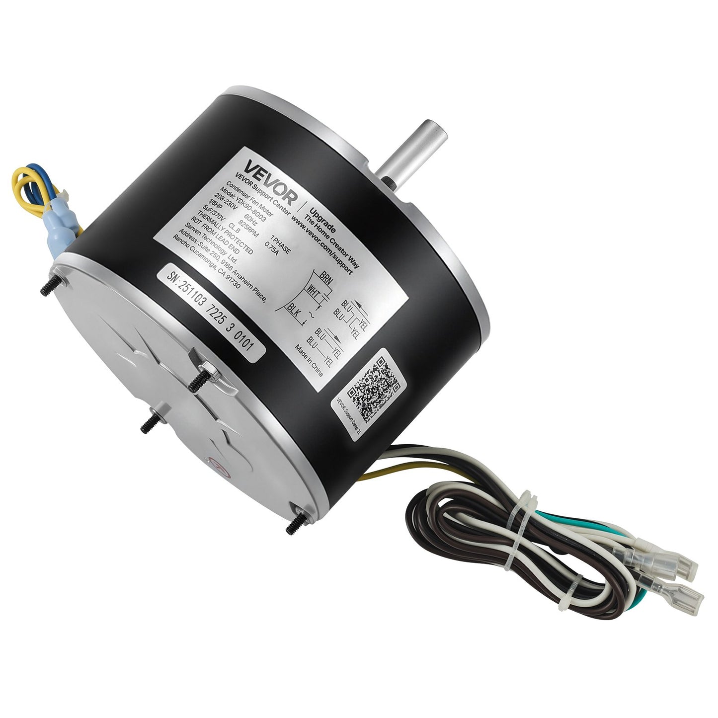 Condenser Fan Motor with Capacitor 1/8 HP 825 RPM 208-230V Replacement