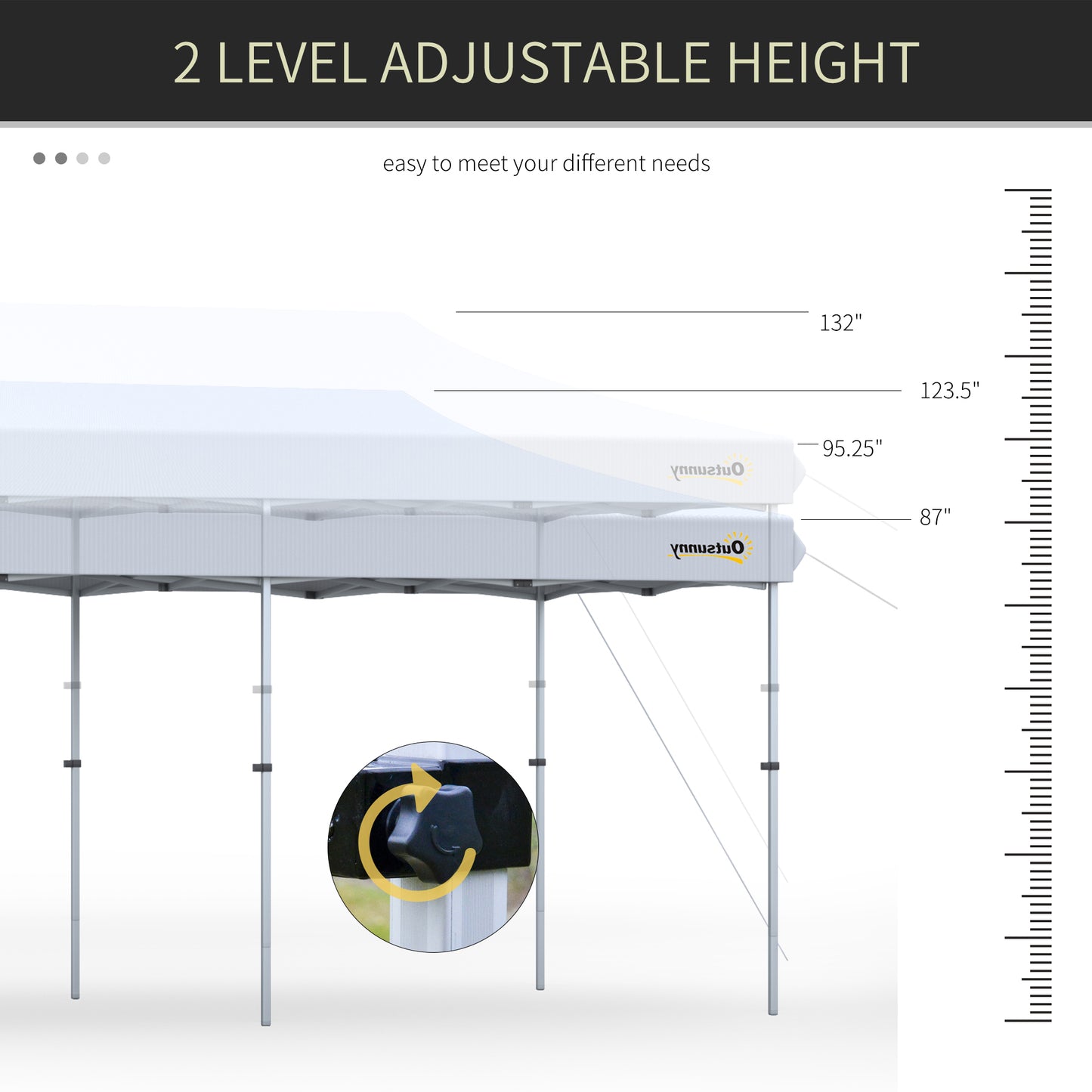 10x20 Pop Up Canopy Tent with Adjustable Height & Wheeled Bag