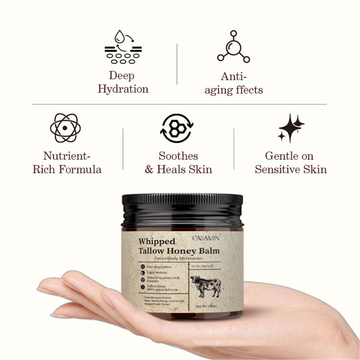 Grass Fed Cow Fat Repair Cream with Honey & Shea Butter - 100g