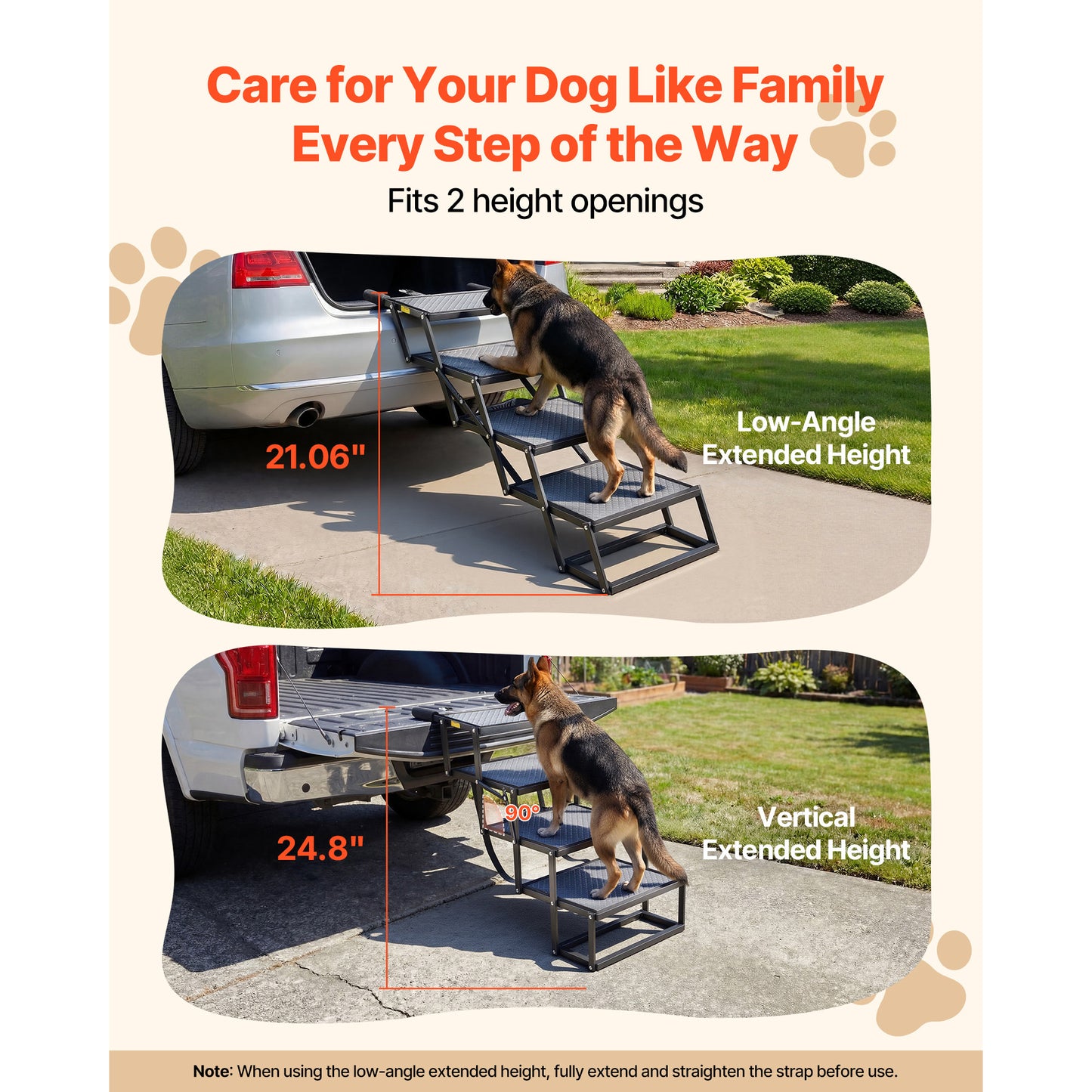 Foldable Dog Car Steps - Non-Slip Pet Ramp for Large Dogs up to 400 Lbs
