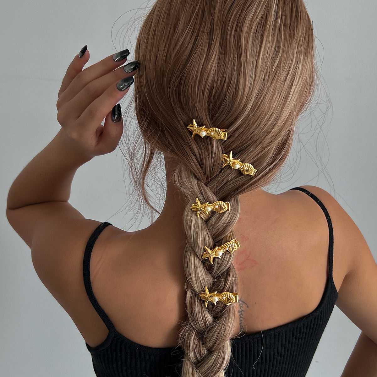 Ocean-Style Alloy Hair Clips with Shells & Starfish