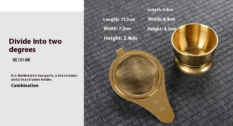 Stainless Steel Tea Strainer with Bracket Chinese Style Kitchen Utensil