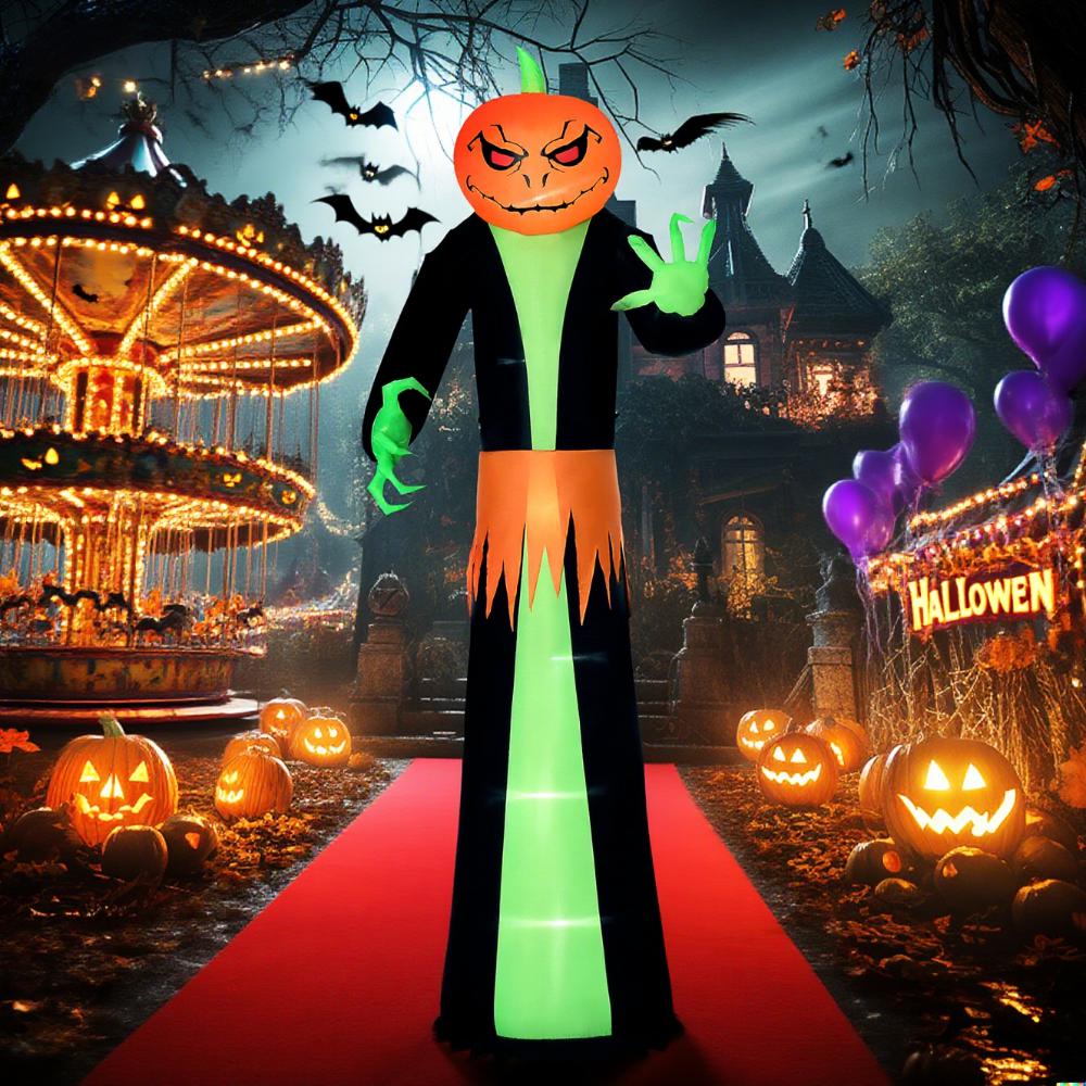 Halloween Inflatable Pumpkin Ghost Yard Decoration - 9 Feet Tall