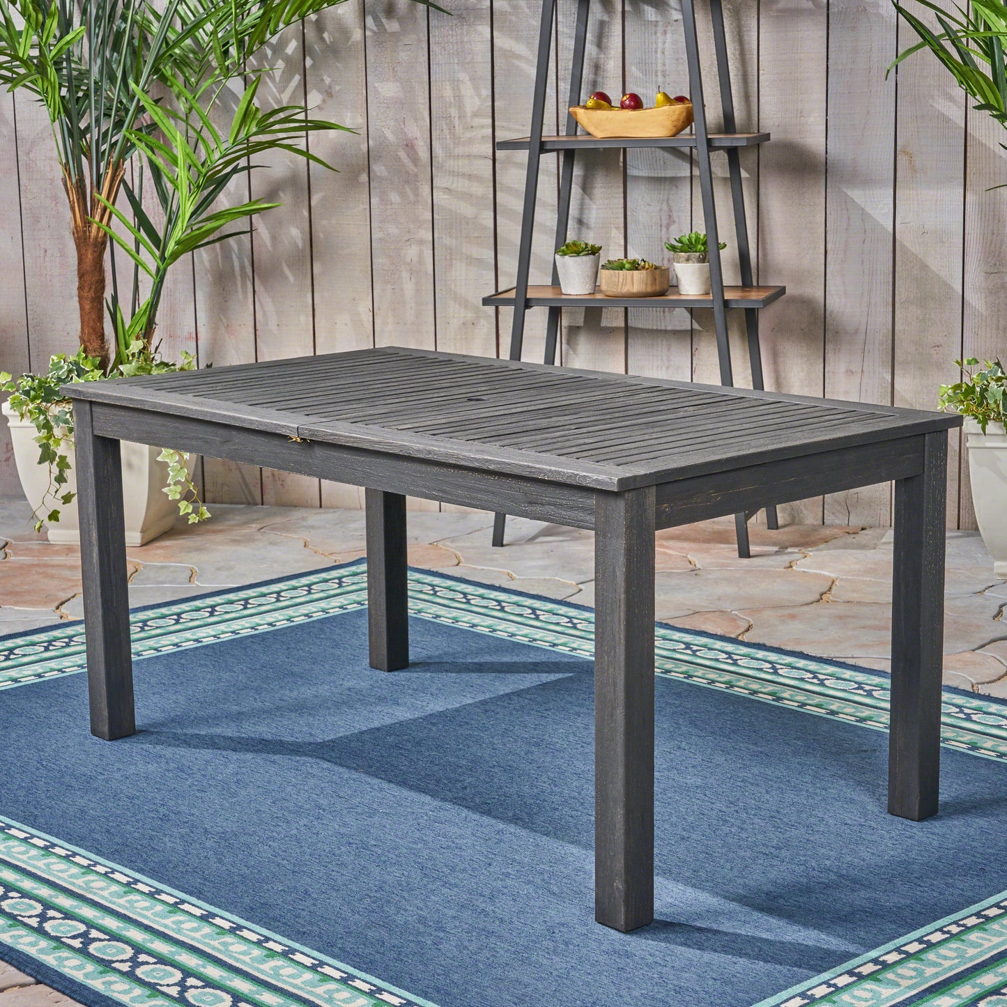 Expandable Outdoor Acacia Wood Dining Table - Dark Grey