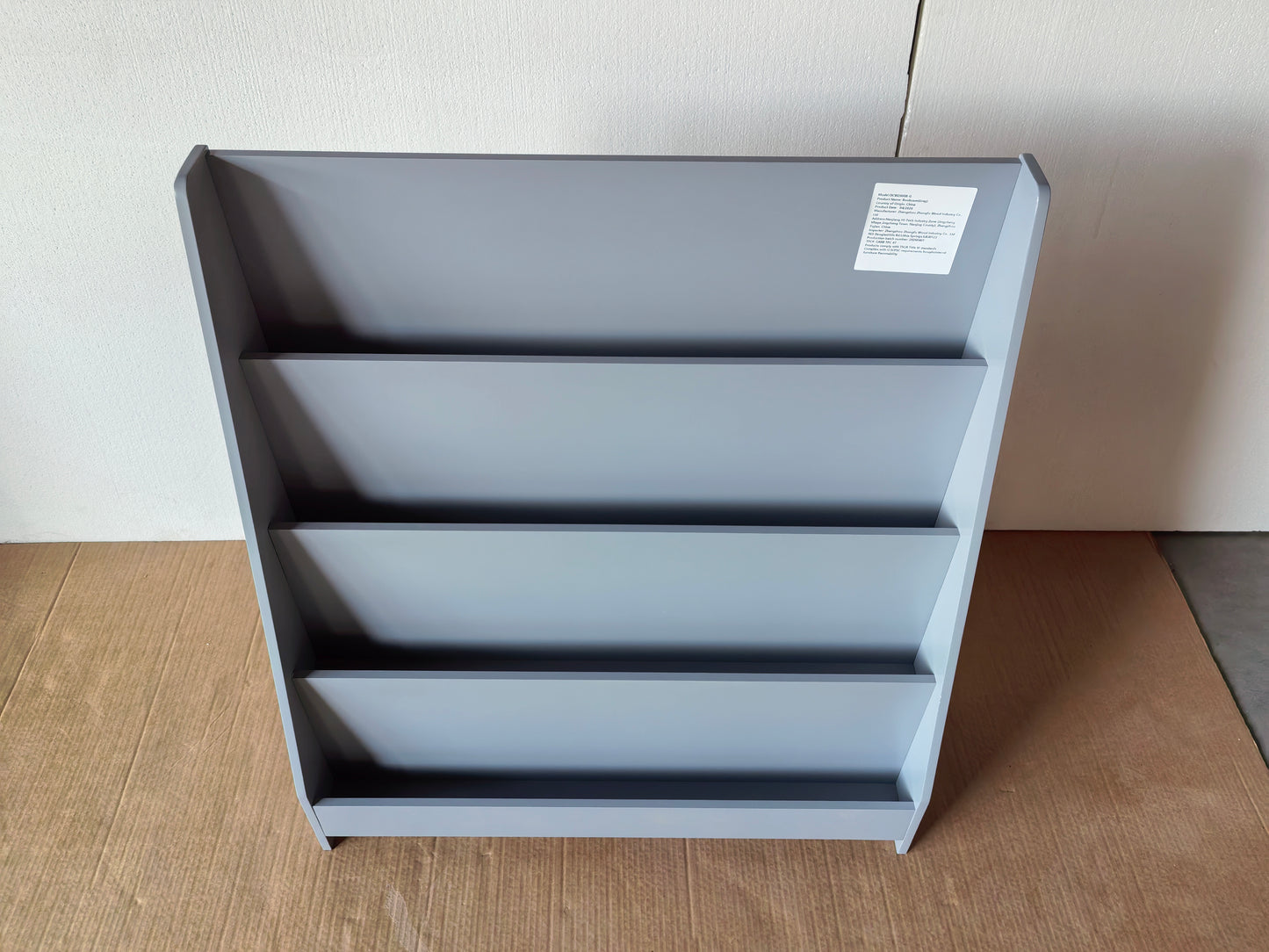 4-Tier Kids Bookshelf - Gray MDF Book Display for Bedrooms & Playrooms