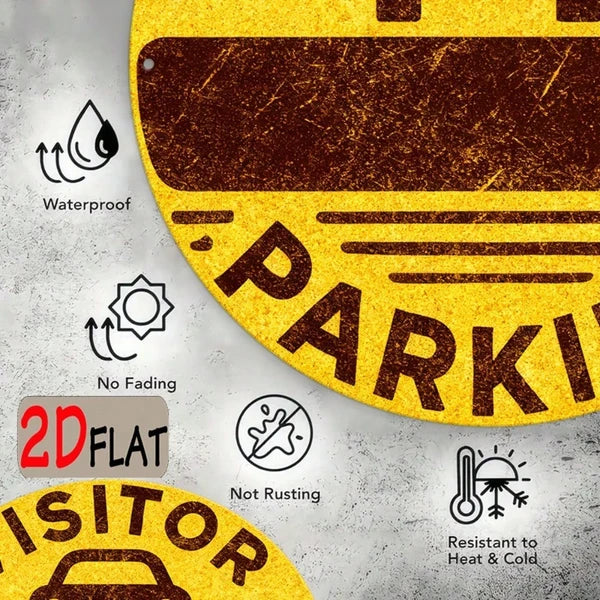 Visitor Parking Sign - 7.87 Inch Round Aluminum Outdoor Sign