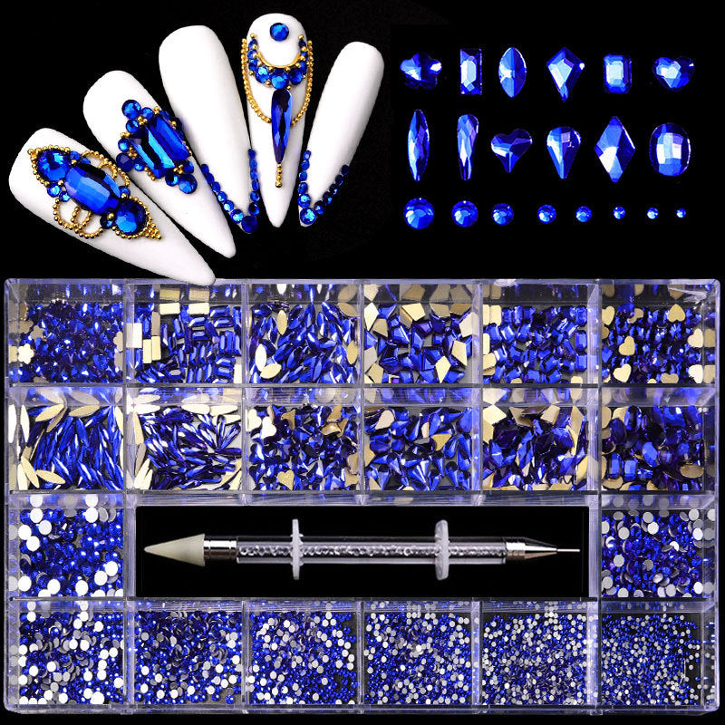 Nail Art Drill Kit with Glass Diamond Organizer Box