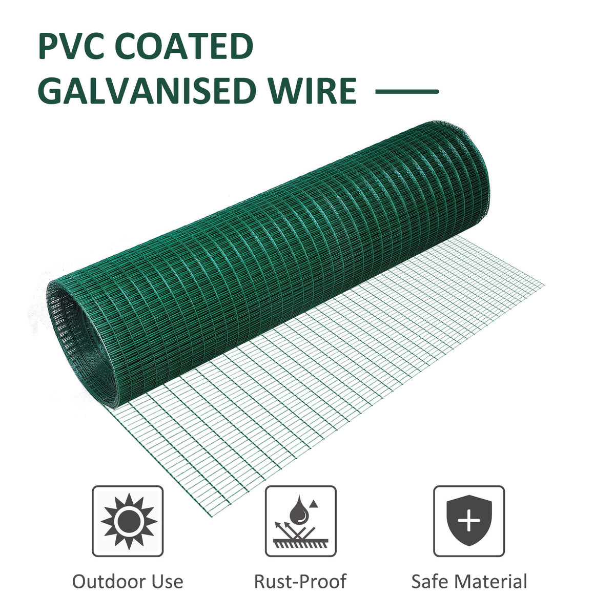 PVC Coated Steel Garden Fencing Mesh for Poultry, Animal Enclosures, and Gardens - Dark Green, 930x265x270mm