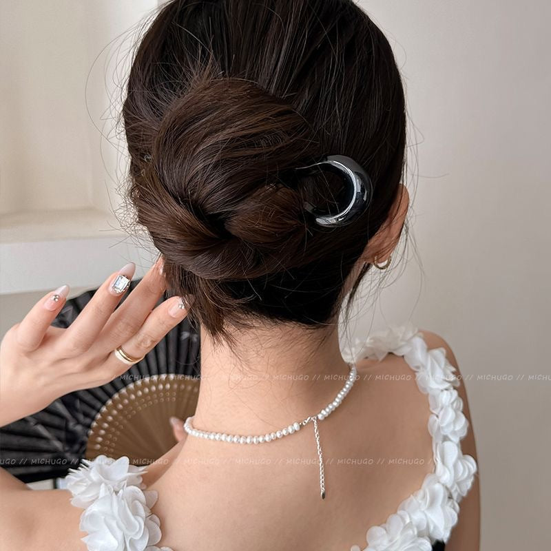 Acrylic Women's Hairpin Back Updo Pin Geometric Retro Style Hair Accessory