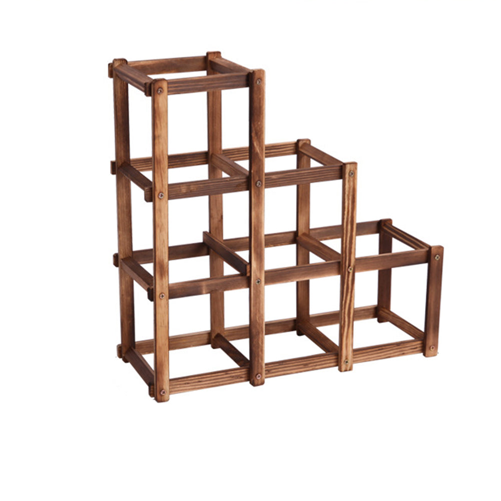 Wood Wine Rack Folding 6-Bottle Storage Carbonized Wood Home Bar