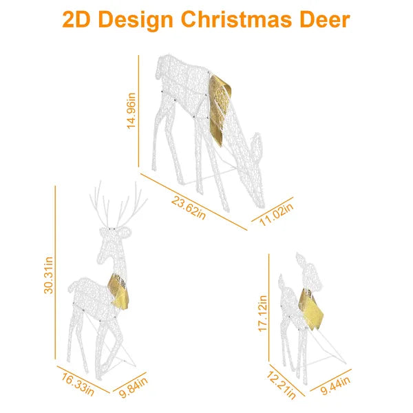 Lighted Christmas Reindeer Family Decoration Set - 3 Pieces