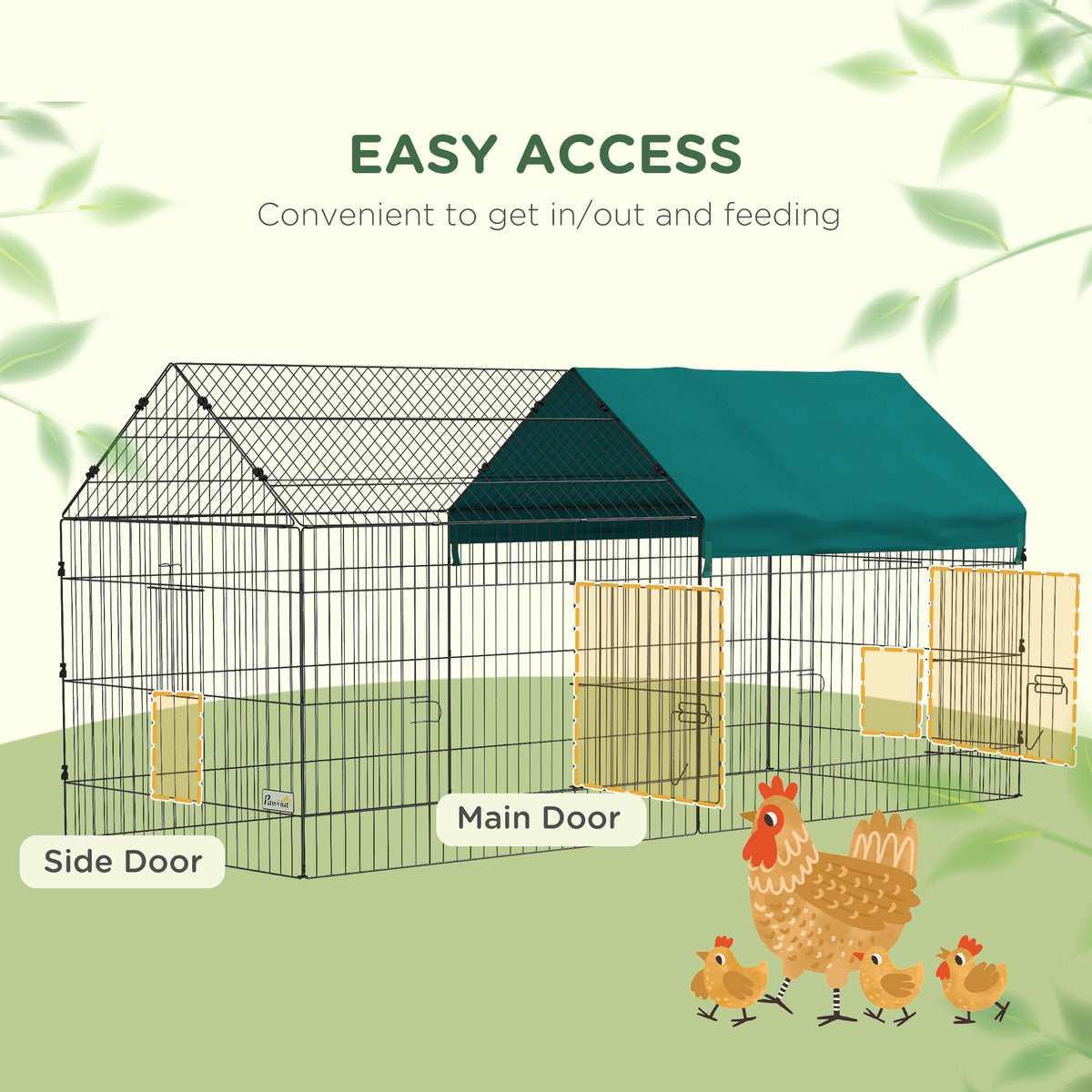 87-Inch Small Animal Playpen with Roof for Rabbits, Chickens, Chinchillas - Indoor & Outdoor Green