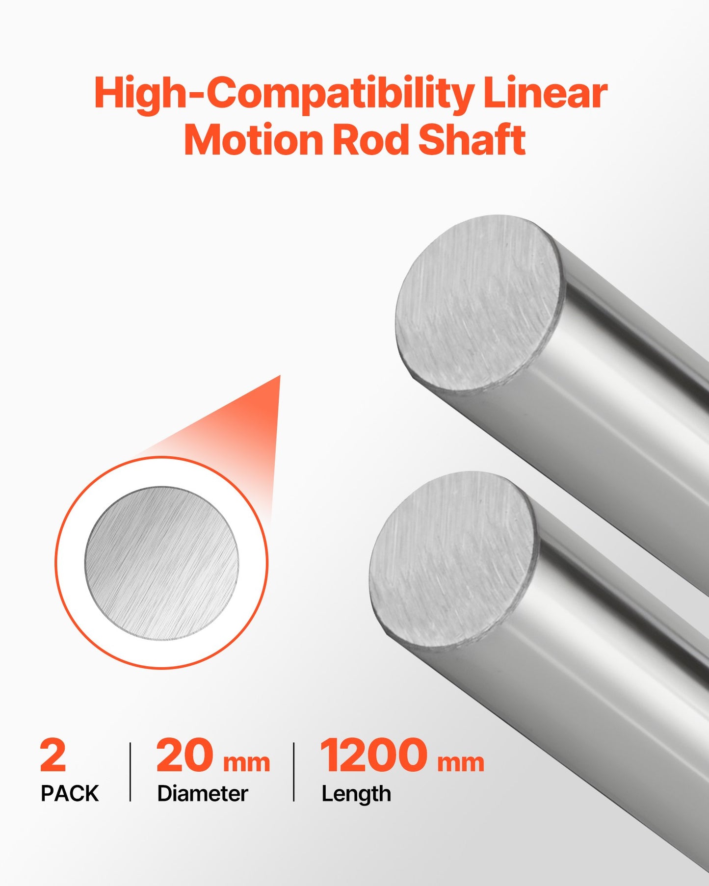 20mm x 1200mm Carbon Steel Linear Motion Rods - Anti-Rust, High Precision Shafts for Machinery