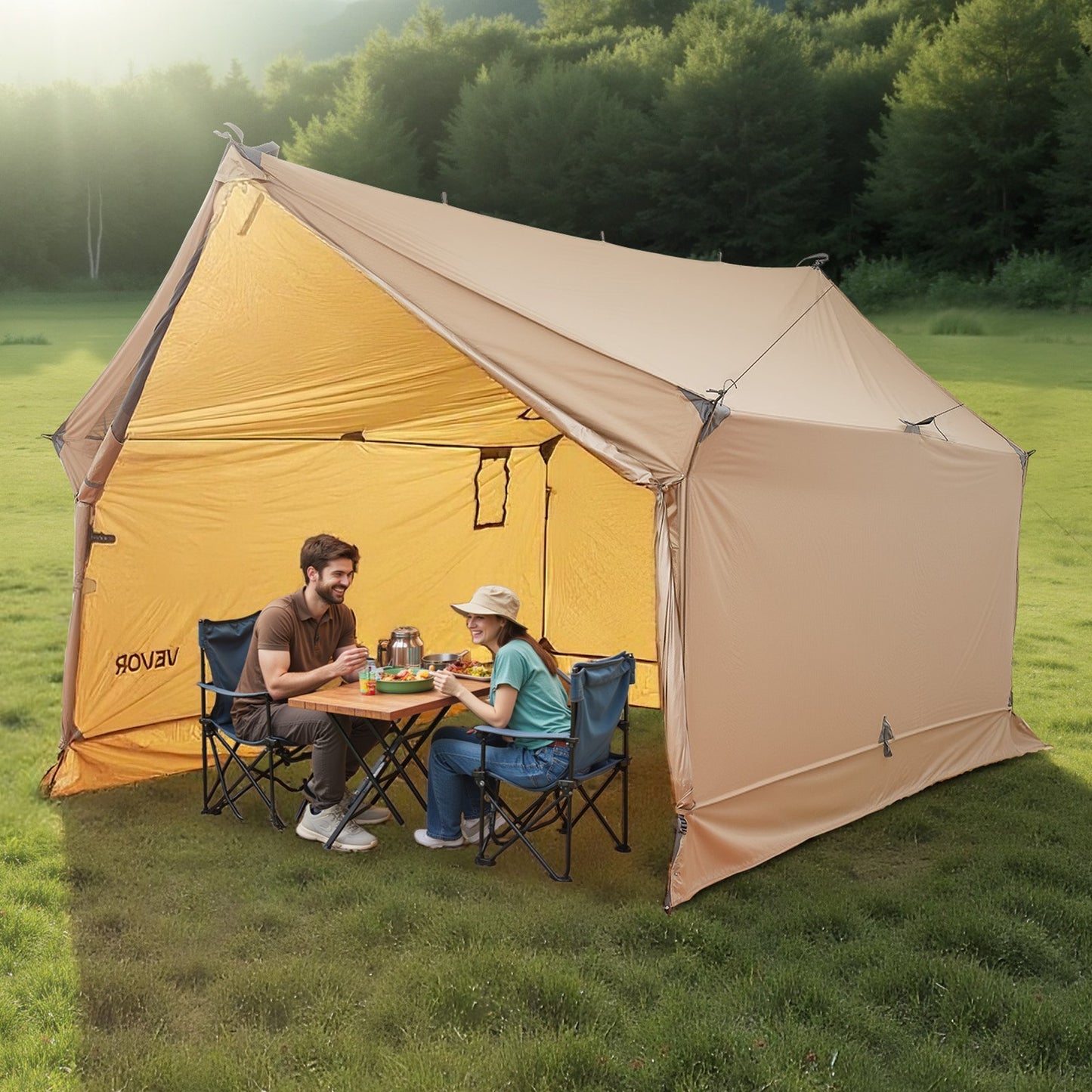 Lightweight Waterproof Cabin Hot Tent for 2 Persons with Stove Jack - Portable Camping Shelter