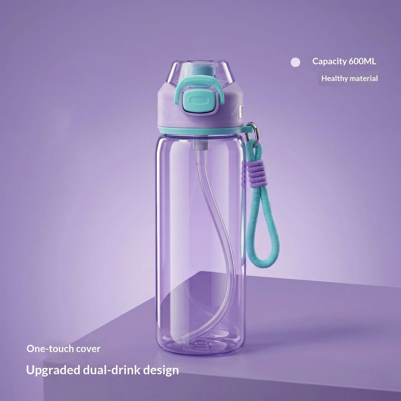 Portable Water Bottle 600ml Food-Grade Plastic Eco-Friendly Drinkware