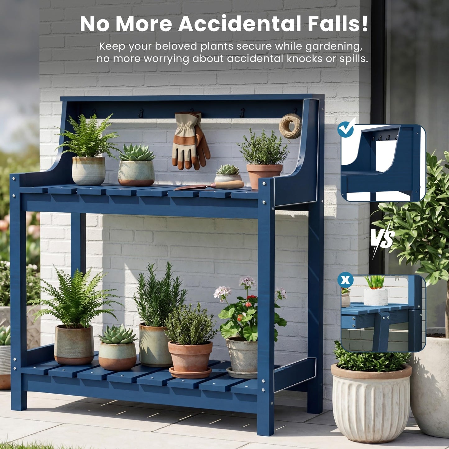 Potting Benches For Outside, HDPE Garden Table All Weather, Outdoor