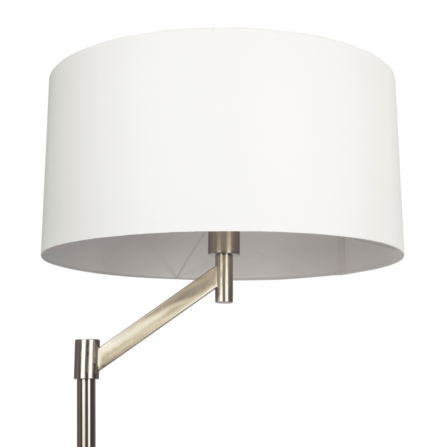 Serene Brushed Nickel Floor Lamp With Rotary Metal Base White Linen