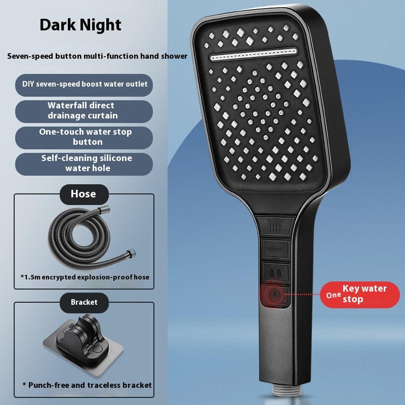 Handheld Rain Shower Head with 1.5m Hose and Multiple Settings - Waterfall Spray