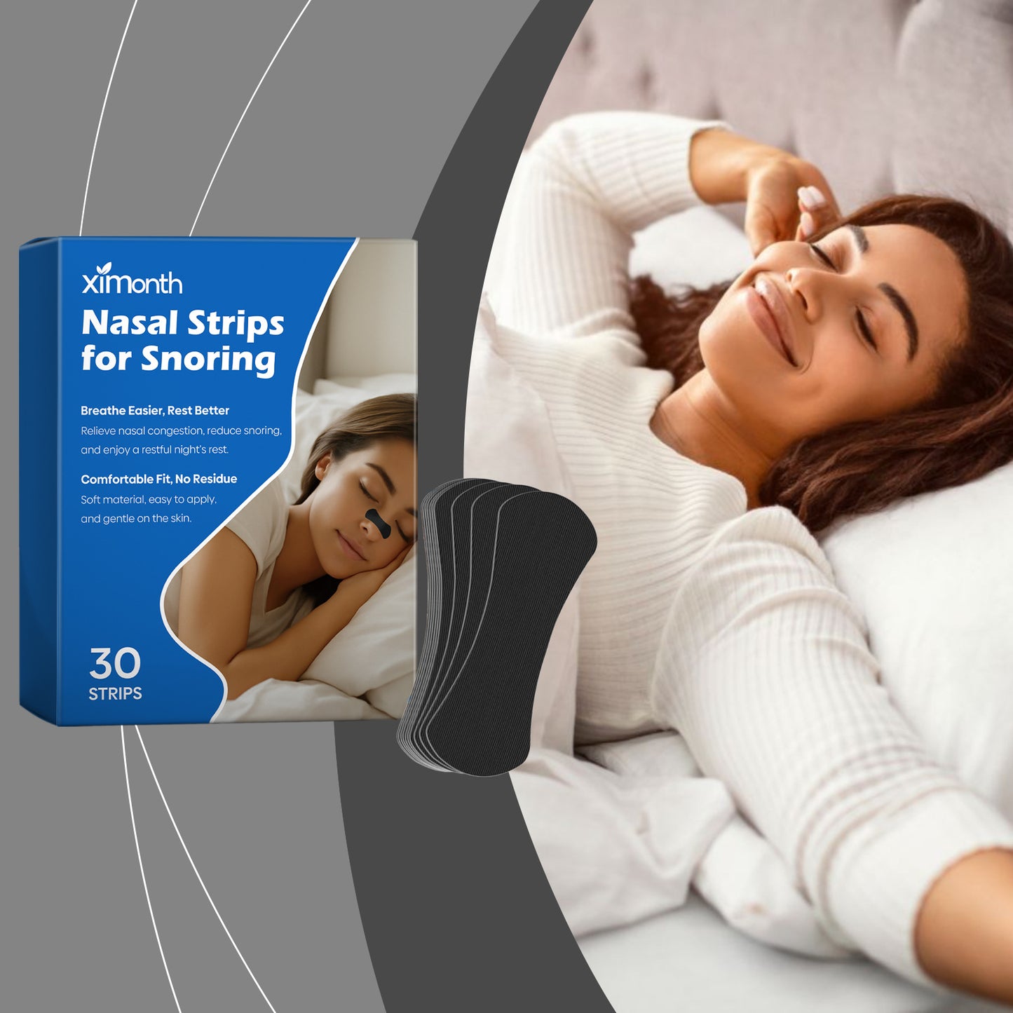 Night Sleep Anti-Snoring Nose Strips - 30 Pack for Better Rest
