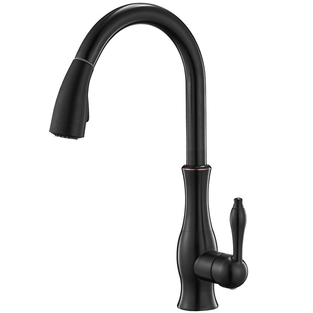 Kitchen Sink Hot and Cold Water Faucet Copper Finish with Inlet Pipe