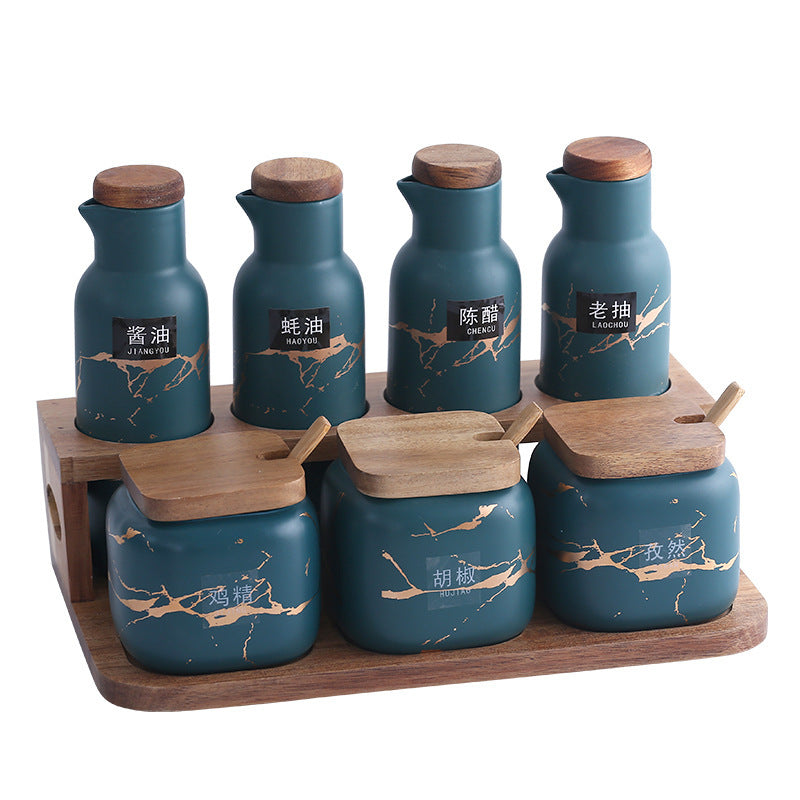 Ceramic Seasoning Jar Set Multiple Sizes Kitchen Storage