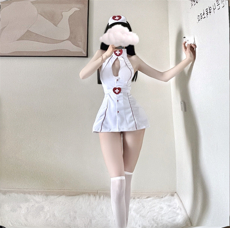 Women's Nurse One-Piece Hosiery Set - Minimalist Fashion Uniform