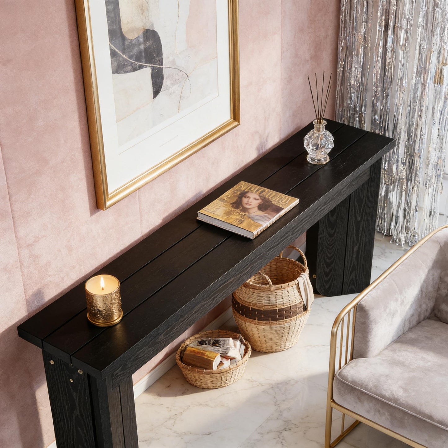 Rustic Console Table - Farmhouse Entryway Sofa Table - Black