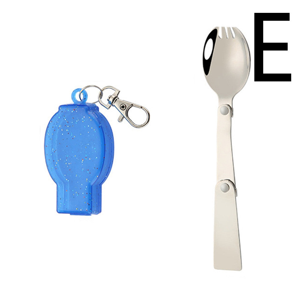 Stainless Steel Outdoor Folding Cutlery Set - Portable Spoon and Fork with Storage Box