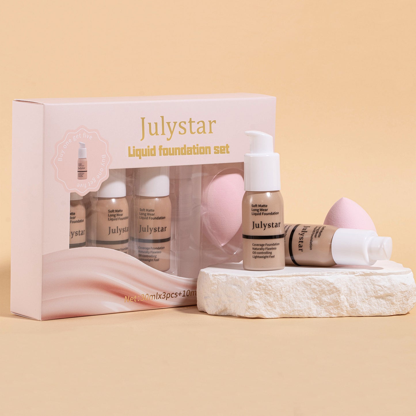 Long-Lasting Liquid Foundation and Concealer Makeup Set