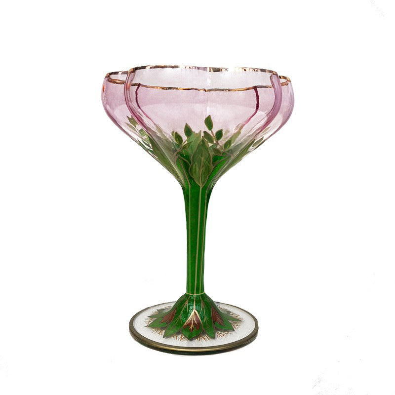 Vintage Crystal Wine Glass Set - Austria Champagne & Syllabub Cups, Flowers Style
