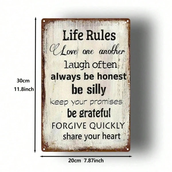 Vintage Inspirational Metal Wall Sign - Love, Smile, Gratitude