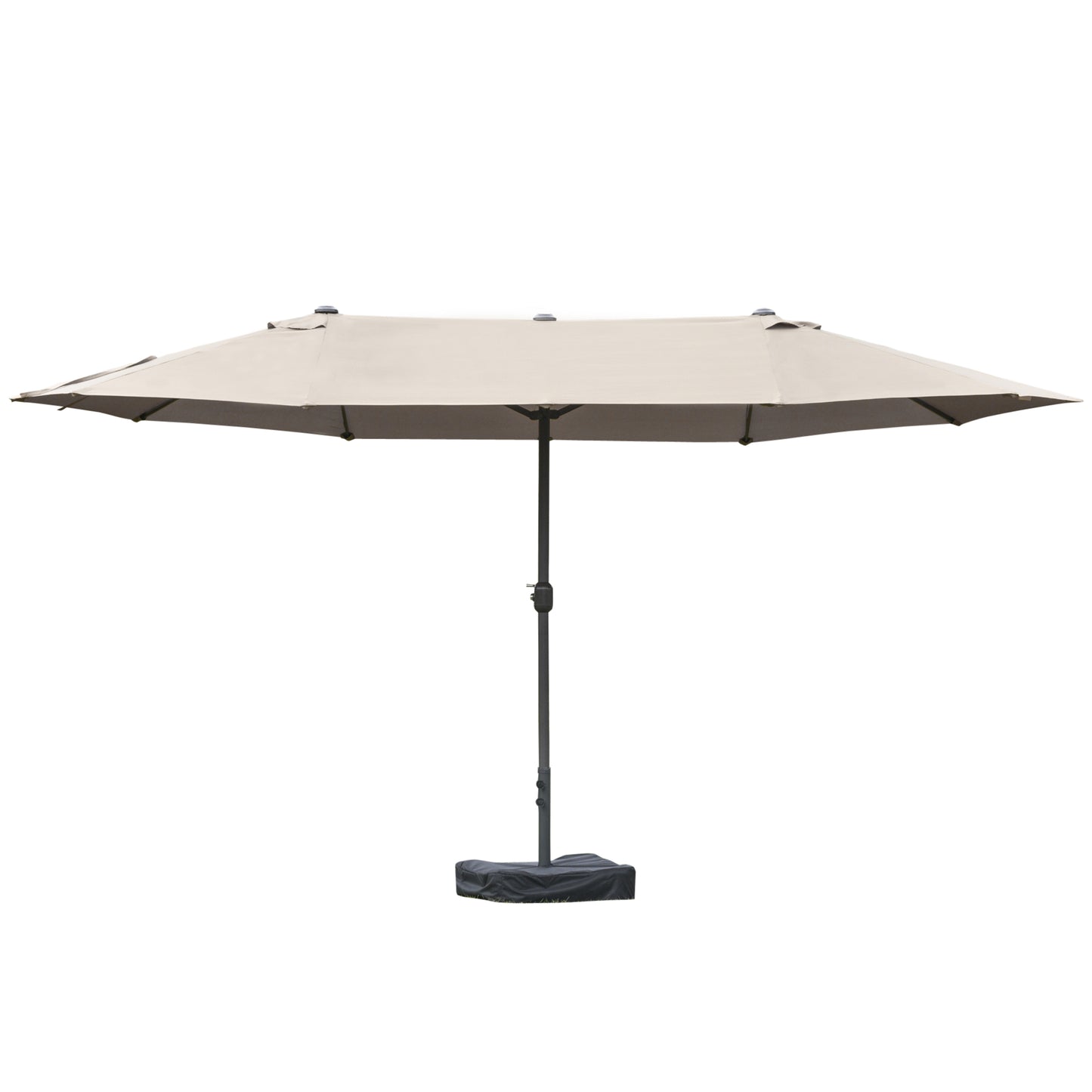 15' Double-Sided Patio Umbrella with Base - Coffee