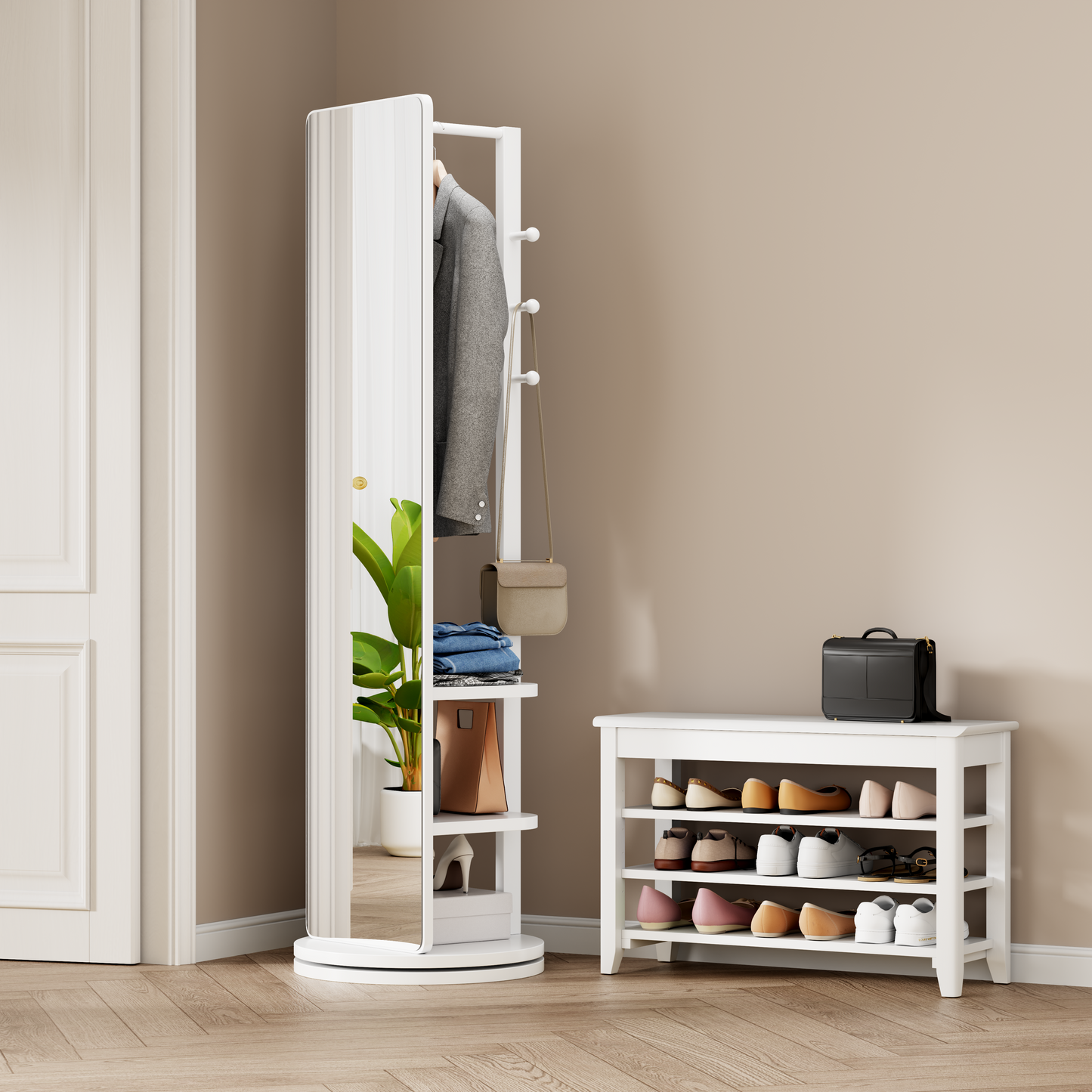 360 Rotating 69x20 Multifunctional Full Length Mirror With Hook