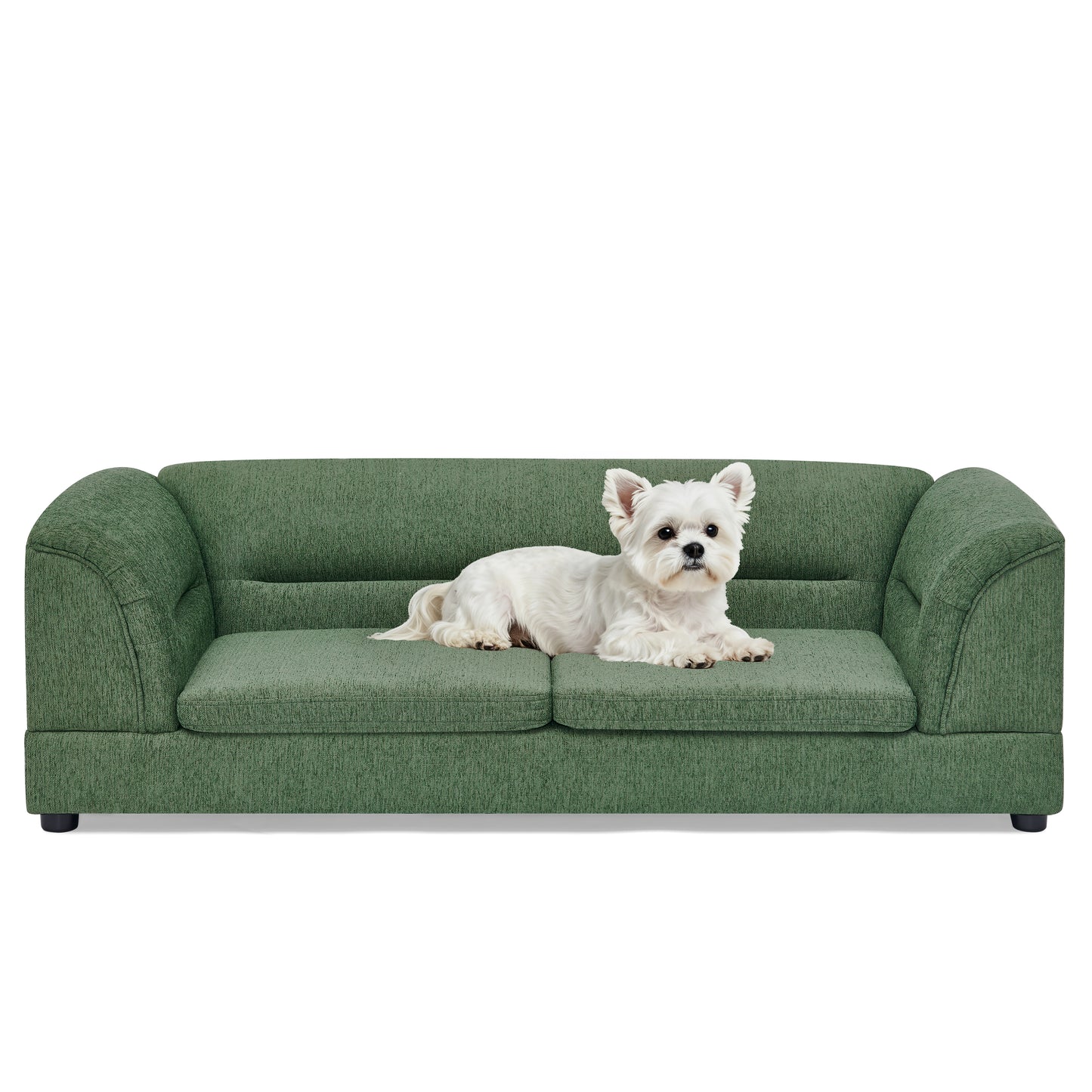 Oversized Pet Sofa Bed - Rectangular Linen Dog Couch for Large Dogs - Olive Green