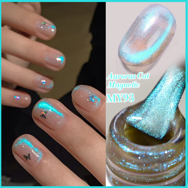 Colorful Cat Eye Nail Gel Polish Set - Dazzling Blue Tear Mermaid Effect