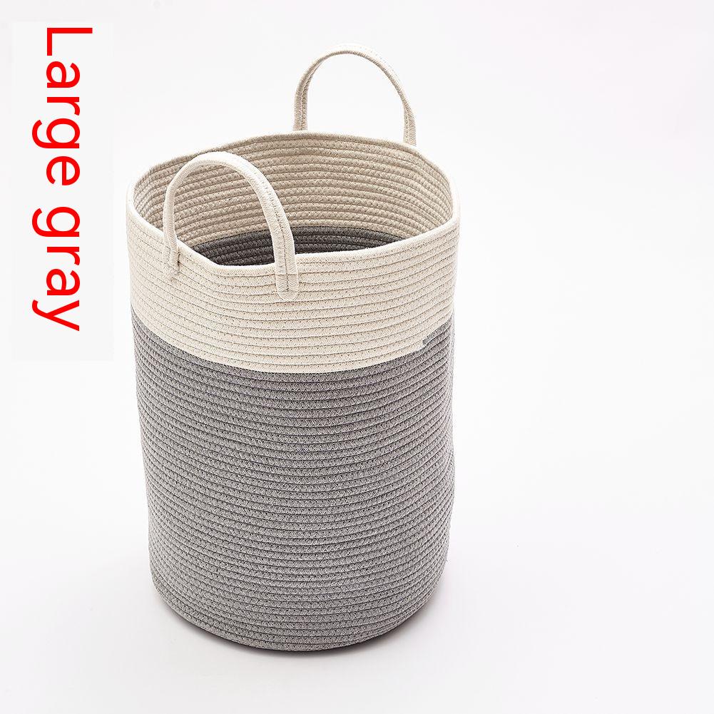 Cotton Braided Storage Basket with Fuzzy Ball Hanging Drop - Multi-Color Home Organizer