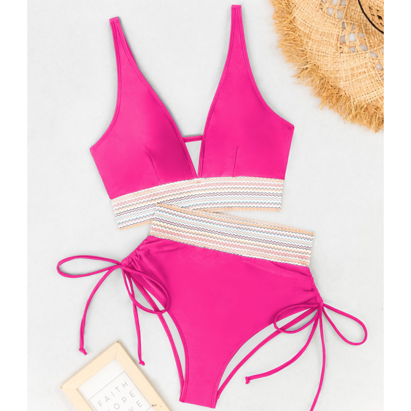 High Waisted Two-Piece Bikini Set with Tummy Control