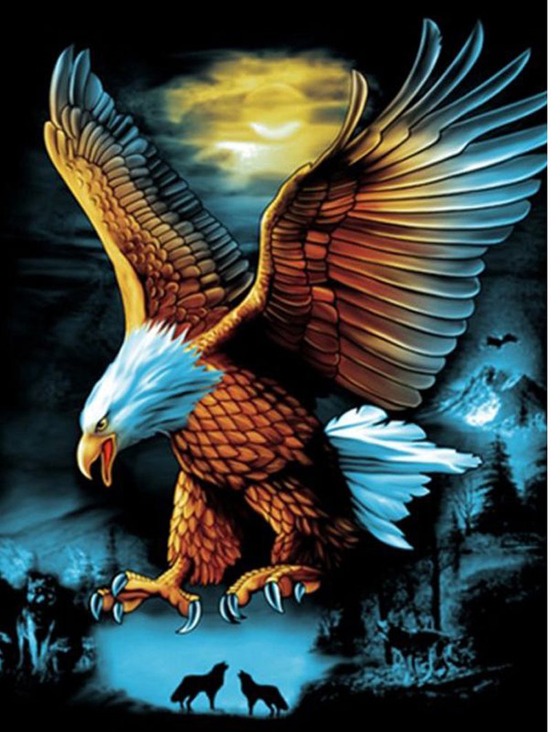 Cross Stitch Diamond Painting Kit Wolf Animal Art Set 3D Resin Canvas