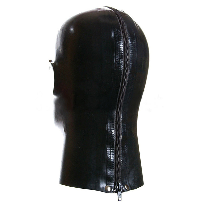 Unisex Latex Headgear with Zipper for Cosplay and Costume Parties