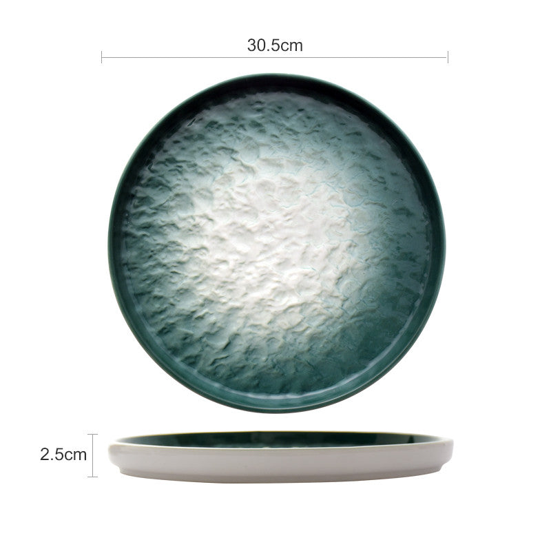 Gradient Emerald Stone Pattern Dinner Plate - 6/8/10 Inch Nordic Style Porcelain